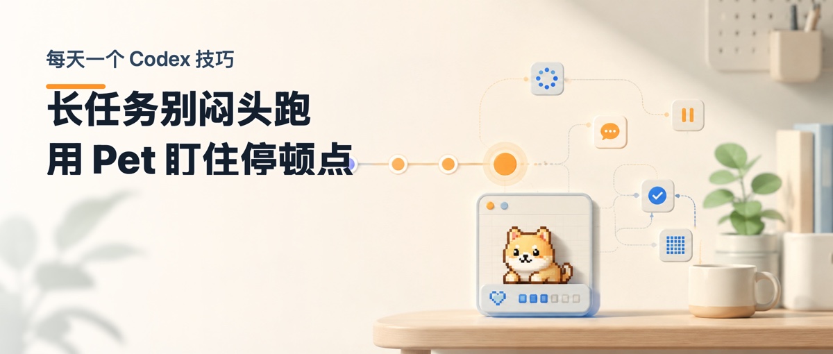每天一个 Codex 技巧：长任务别闷头跑，用 Pet 盯住停顿点
